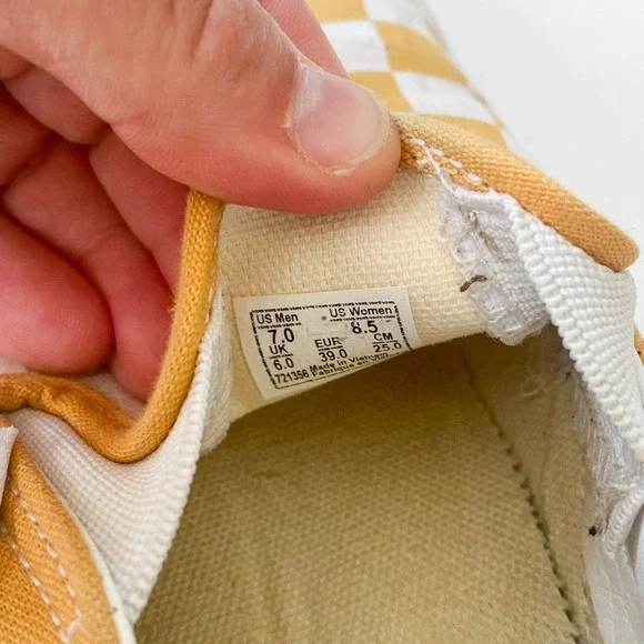 Womens Vans Classic Slip On Checkerboard Yellow White Sneakers Shoes Women's 8.5 - Picture 5 of 6